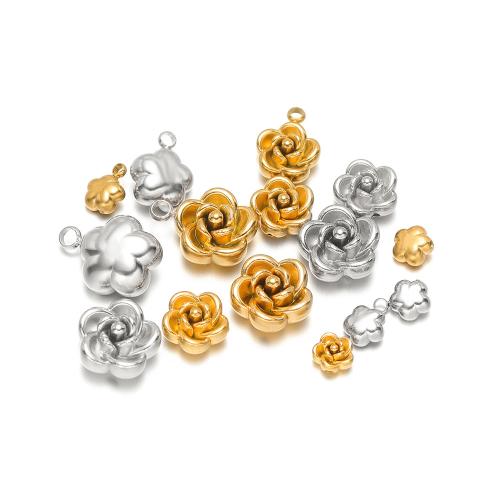 Acciaio inossidabile del pendente del fiore, 304 acciaio inox, Rose, DIY & formato differente per scelta & stili diversi per la scelta, nessuno, 10PC/borsa, Venduto da borsa