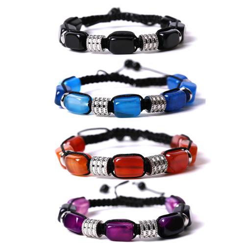 Bracelet Jewelry Agate, le Corda Snaidhmthe & 304 Cruach dhosmálta, lámhdhéanta, jewelry faisin & unisex, dathanna níos mó le haghaidh rogha, Díolta De réir PC