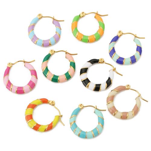 Stainless Steel Lever Terug Earring, 304 roestvrij staal, gold plated, mode sieraden & voor vrouw & glazuur, meer kleuren voor de keuze, Verkocht door pair