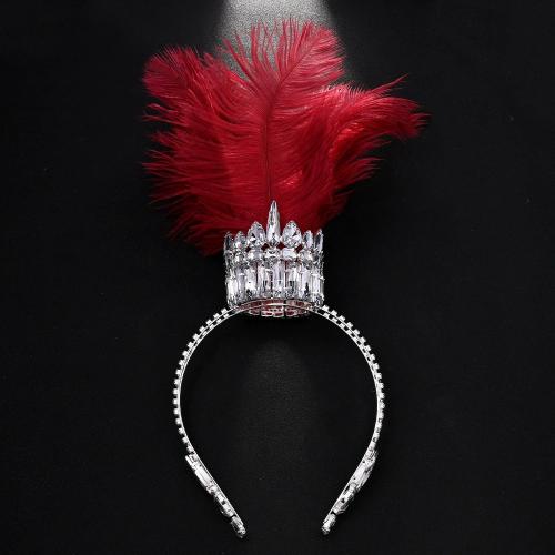 Banda del Pelo, metal, con Fibra, Corona, Joyería & para mujer & con diamantes de imitación, más colores para la opción, Vendido por UD