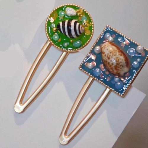 Næb klip, Zinc Alloy, med Shell, mode smykker & forskellige stilarter for valg & for kvinde & epoxy sticker, Solgt af PC