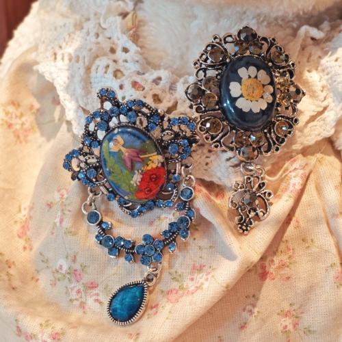 Rhinestone Broche, Zinc Alloy, med Tørret blomst, mode smykker & for kvinde & epoxy sticker & med rhinestone, Solgt af PC