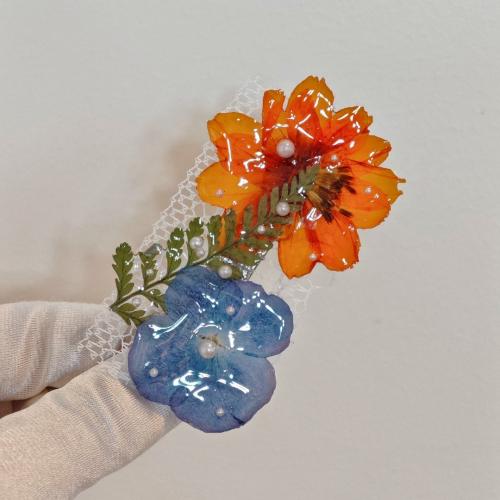 Plastic perle broche, Zinc Alloy, med ABS plastik perle & Tørret blomst, mode smykker & for kvinde & epoxy sticker, Solgt af PC