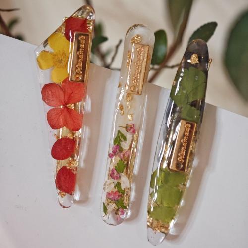Næb klip, Zinc Alloy, med Tørret blomst, mode smykker & for kvinde & epoxy sticker, Solgt af PC