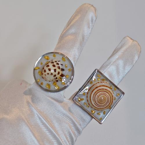 Shell Vinger Ringen, Roestvrij staal, met Schelp, mode sieraden & voor vrouw & epoxy sticker, Verkocht door PC