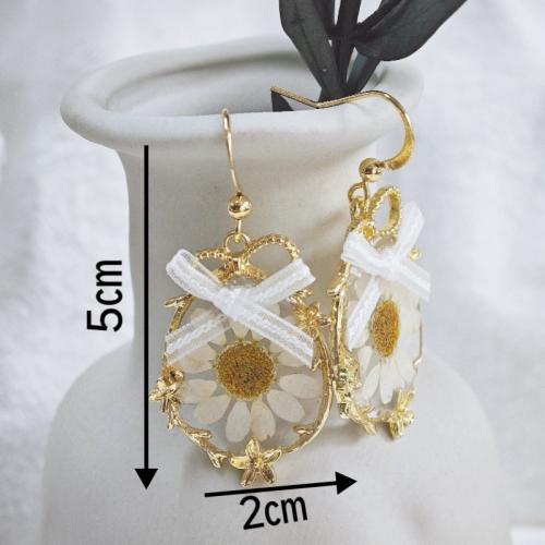 Zinklegierung Tropfen Ohrring, mit Getrocknete Blumen, Modeschmuck & für Frau & Epoxy Aufkleber, verkauft von Paar