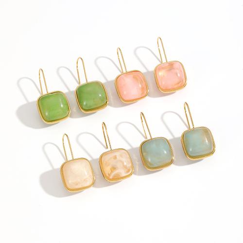 Resin Earring with 304 Stainless Steel plated fashion jewelry Sold By Pair
