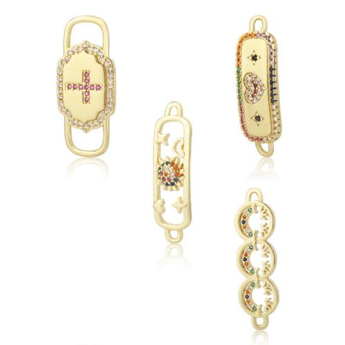 Brass Sieraden Connector, Messing, gold plated, DIY & micro pave zirconia, gouden, nikkel, lood en cadmium vrij, Verkocht door PC