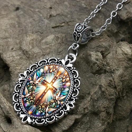 Zinc Alloy Jewelry Necklace with Glass plated fashion jewelry Sold By PC