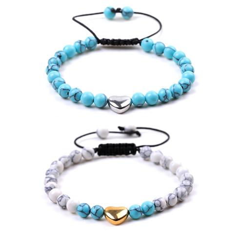 Bijoux bracelets de mode, turquoise synthétique, avec Cordon de noeud & alliage de zinc, fait à la main, bijoux de mode & différents matériaux pour le choix & unisexe, plus de couleurs à choisir, Vendu par PC