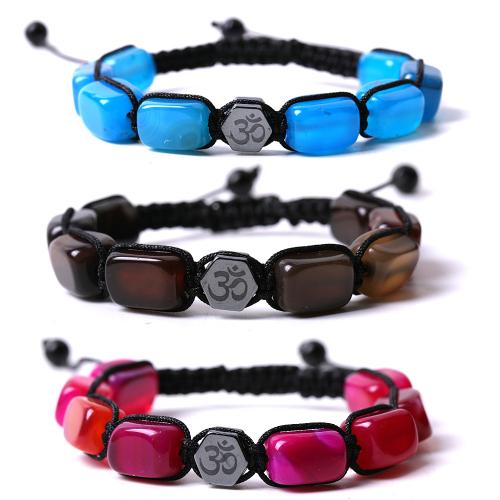 Bracelet Jewelry Agate, le Corda Snaidhmthe & Hematite, lámhdhéanta, jewelry faisin & unisex, dathanna níos mó le haghaidh rogha, Díolta De réir PC