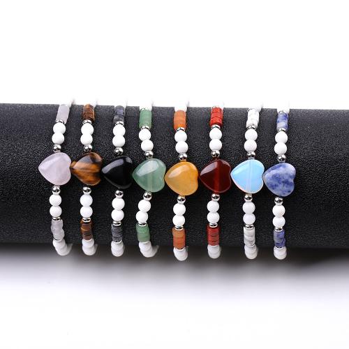 Gemstone Armbånd, Ædelsten, med Shell Pearl & Elastiktråd & 304 rustfrit stål, håndlavet, mode smykker & forskellige materialer til valg & Unisex, Solgt af PC