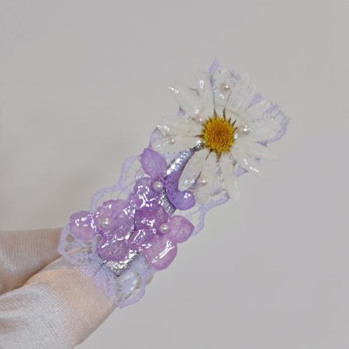 Zinc Alloy Alligator Hair Clip with ABS Plastic Pearl & Dried Flower fashion jewelry & for woman & epoxy gel 60mm Sold By PC