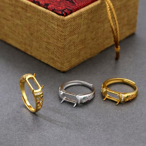 925 sterling zilveren ring vinger Setting, DIY & micro pave zirconia, meer kleuren voor de keuze, 5x10mm, Verkocht door Strand