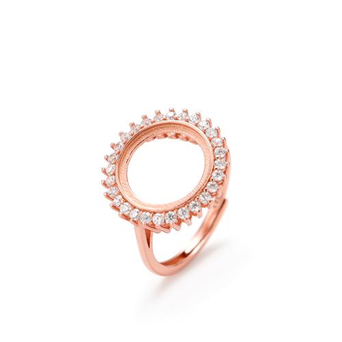 925 sterling zilveren ring vinger Setting, gold plated, DIY & micro pave zirconia, meer kleuren voor de keuze, 12mm, Verkocht door Strand