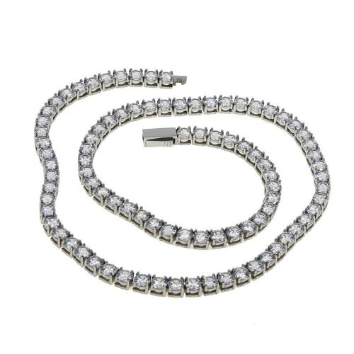 316 Stainless Steel Halskæde, forgyldt, Unisex & forskellige stilarter for valg & med cubic zirconia, Solgt af PC