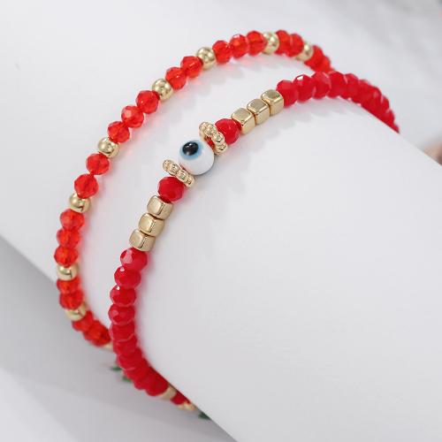 Glass Beads Bracelet with Zinc Alloy gold color plated fashion jewelry Sold By Strand