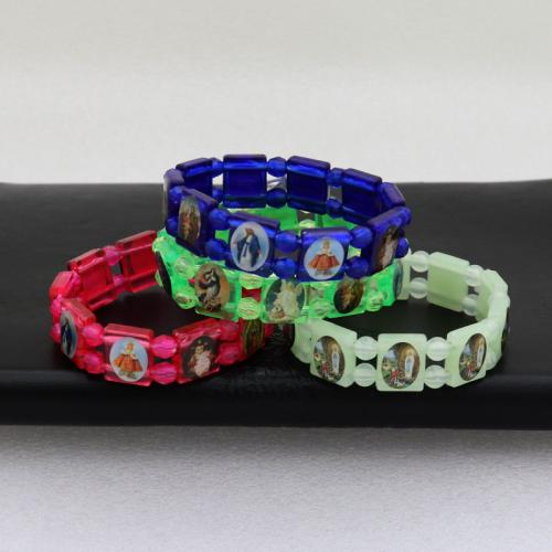 Plastic Bracelet PVC Plastic with Elastic Thread fashion jewelry & Unisex & decal Length 18 cm Sold By PC
