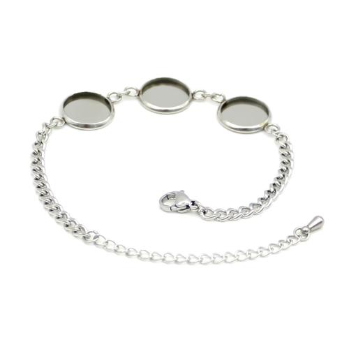 304 acciaio inox Ambito Bracciale, with 5cm extender chain, DIY & formato differente per scelta, colore originale, Lunghezza 17 cm, Venduto da PC