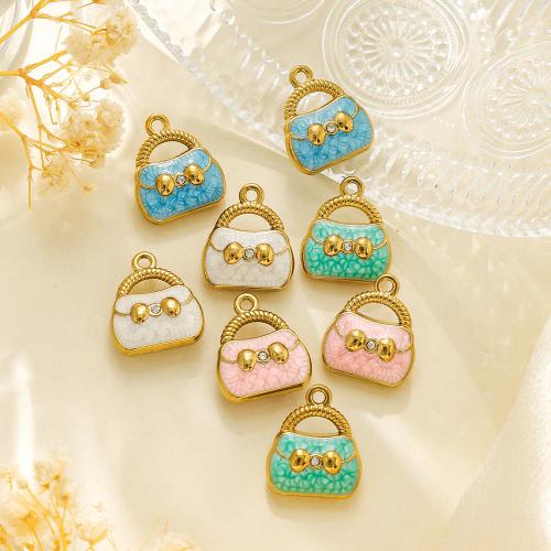 Roestvrij stalen sieraden Hangers, 304 roestvrij staal, met Plastic Pearl, gold plated, DIY & glazuur & met strass, meer kleuren voor de keuze, 10pC's/Bag, Verkocht door Bag
