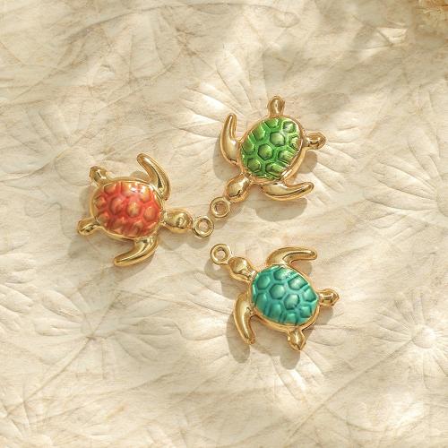 Roestvrij staal Animal Hangers, 304 roestvrij staal, Zeeschildpad, gold plated, DIY & glazuur, meer kleuren voor de keuze, 10pC's/Bag, Verkocht door Bag