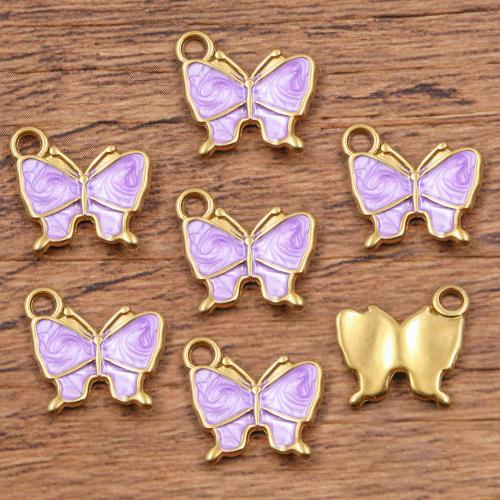 Roestvrij staal Animal Hangers, 304 roestvrij staal, Vlinder, gold plated, DIY & glazuur, meer kleuren voor de keuze, Verkocht door PC