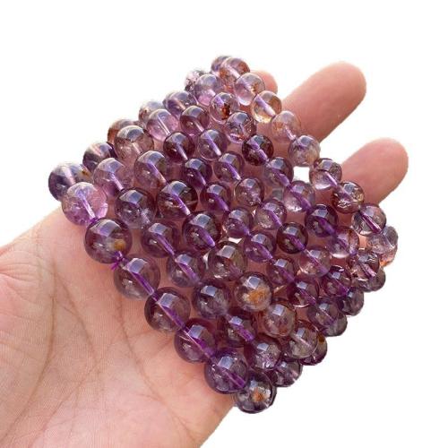 Bracelets de pierres précieuses, Purple-Phantom-Quartz, Rond, bijoux de mode, violet, Vendu par PC