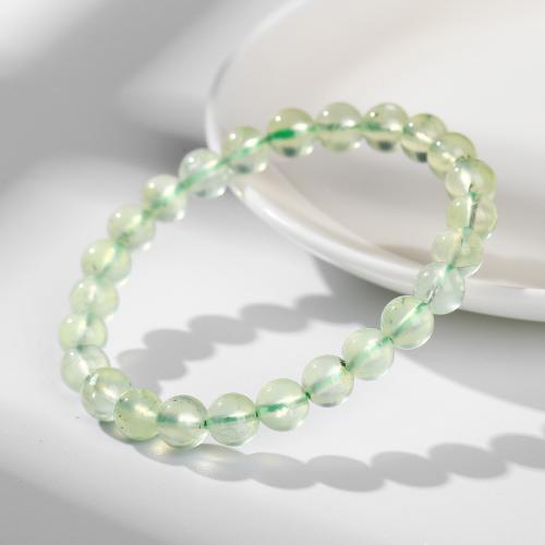 Gemstone Bracelets Natural Prehnite Round fashion jewelry green Sold By PC