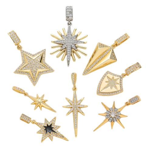 Cubic Zirconia Micro Pave bronze Pingente, cobre, banhado, DIY & micro pavimento em zircônia cúbica & esmalte, Mais cores pare escolha, níquel, chumbo e cádmio livre, vendido por PC