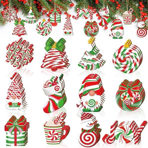 Christmas Decoration Wood printing 80mm Sold By Set