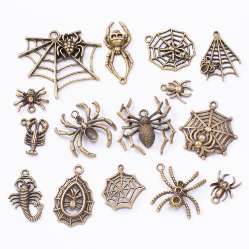 Pingentes de liga de zinco, Aranha, banhado, padrão misto & DIY, Mais cores pare escolha, pendant length 10-50mm, 100G/Bag, vendido por Bag