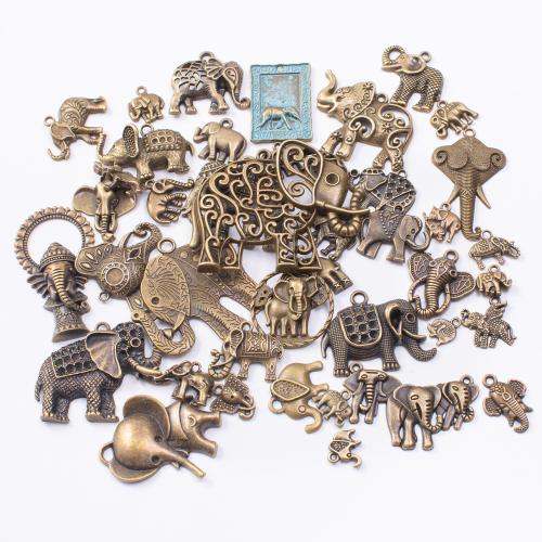 Zinklegering Animal Hangers, Zinc Alloy, Olifant, plated, gemengde patroon & DIY & met strass, meer kleuren voor de keuze, pendant length 10-60mm, 100G/Bag, Verkocht door Bag