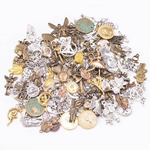 Zinc Alloy Pendants Character plated mixed pattern & DIY mixed colors pendant length 10-50mm Sold By Bag