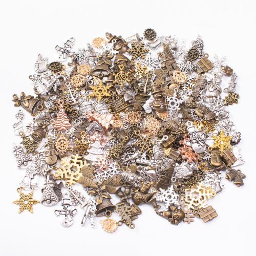 Pingentes de Natal de liga de zinco, banhado, Design de Natal & padrão misto & DIY, cores misturadas, pendant length 10-50mm, 100G/Bag, vendido por Bag