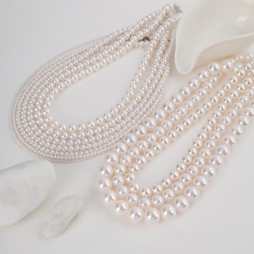 Shell Pearl Halsketting, met 925 sterling zilver, Ronde, silver plated, mode sieraden, meer kleuren voor de keuze, 3x12mm, Verkocht door Strand