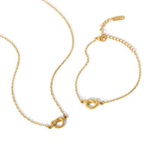 Fashion Stainless Steel Jewelry Sets 304 Stainless Steel Vacuum Ion Plating & for woman & hollow golden Sold By PC