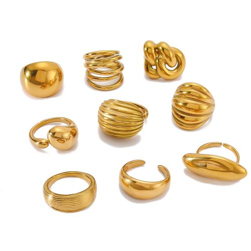 Ring Finger ze stali nierdzewnej, Stal nierdzewna 304, Powlekane, biżuteria moda & różne style do wyboru & dla kobiety, złoty, rozmiar:8, sprzedane przez PC