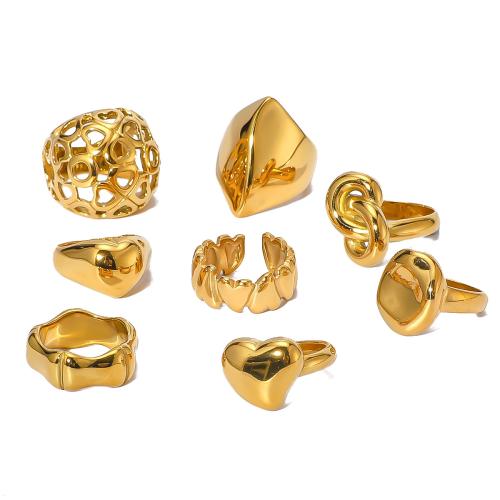 Ring Finger ze stali nierdzewnej, Stal nierdzewna 304, Powlekane, biżuteria moda & różne style do wyboru & dla kobiety, złoty, rozmiar:8, sprzedane przez PC