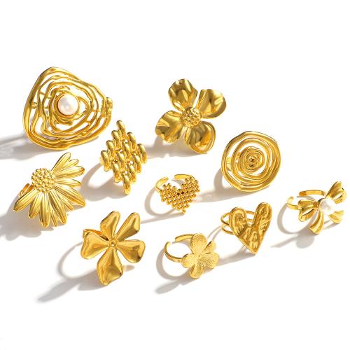 Ring Finger ze stali nierdzewnej, Stal nierdzewna 304, Pozłacane 18K, biżuteria moda & różne style do wyboru & dla kobiety, sprzedane przez PC