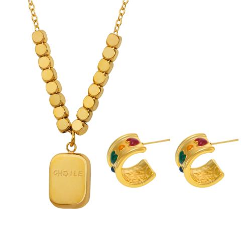Emaille Edelstahl Schmuck Set, 304 Edelstahl, plattiert, verschiedene Stile für Wahl & für Frau, keine, verkauft von PC