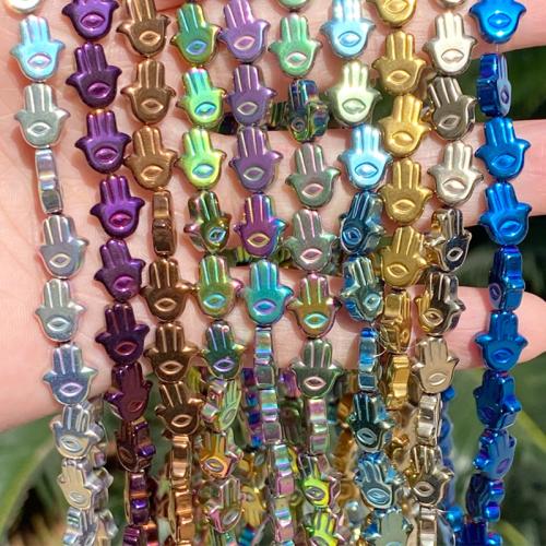 Non Magnetic Hematite Beads DIY plated Evil Eye Hamsa Approx Sold By Strand