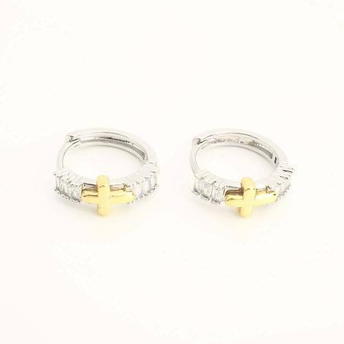 Ottone Leverback Orecchini, gioielli di moda & Micro spianare cubic zirconia & per la donna, colore originale, Venduto da coppia