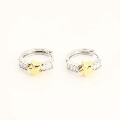 Ottone Leverback Orecchini, gioielli di moda & Micro spianare cubic zirconia & per la donna, colore originale, Venduto da coppia