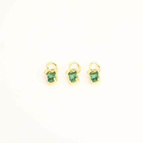 Cubic Zirconia Micro Pave Brass Pendant with Cubic Zirconia Rectangle DIY Sold By PC