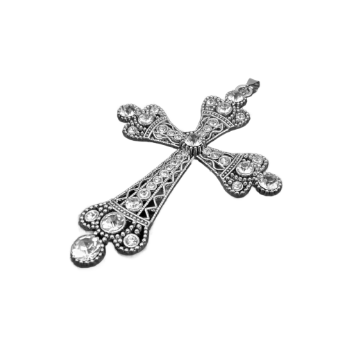 Zinklegering strass hangers, Zinc Alloy, Oversteken, silver plated, DIY & met strass, zilver, 71x101mm, Verkocht door PC
