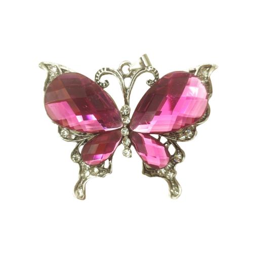 Zinklegering strass hangers, Zinc Alloy, Vlinder, silver plated, DIY & met strass, meer kleuren voor de keuze, 64x50x12mm, Verkocht door PC