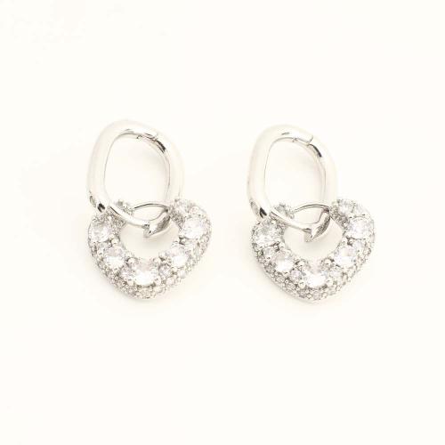 Boucles d'oreilles pendantes en laiton, bijoux de mode & pavé de micro zircon & pour femme, plus de couleurs à choisir, Vendu par paire