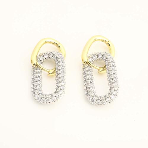 Ottone Orecchino con pendente, gioielli di moda & Micro spianare cubic zirconia & per la donna, nessuno, Venduto da coppia