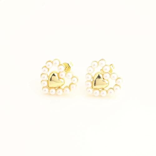 Goujon Laiton, avec perle de plastique, bijoux de mode & pour femme, plus de couleurs à choisir, Vendu par paire