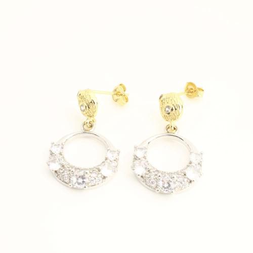 Boucles d'oreilles pendantes en laiton, bijoux de mode & pavé de micro zircon & pour femme, plus de couleurs à choisir, Vendu par paire